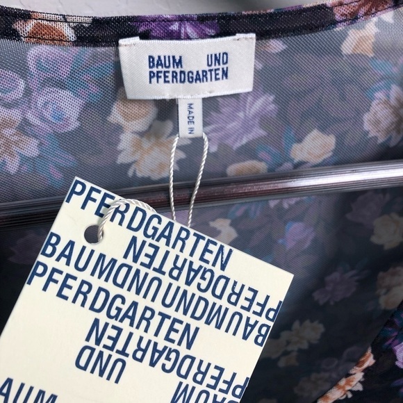 BAUM UND PFERDGARTEN Jenilyn Floral Mesh Top long sleeve, purple, size S NWT - Picture 4 of 15